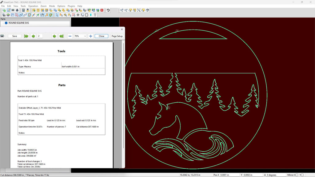 Horse and Pine Forest Round Sign vector paths in design software