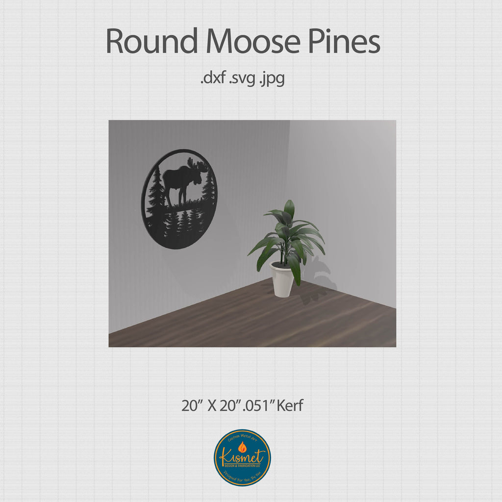 Round Moose Pines Sign DXF/SVG design preview with file details (photo 3)