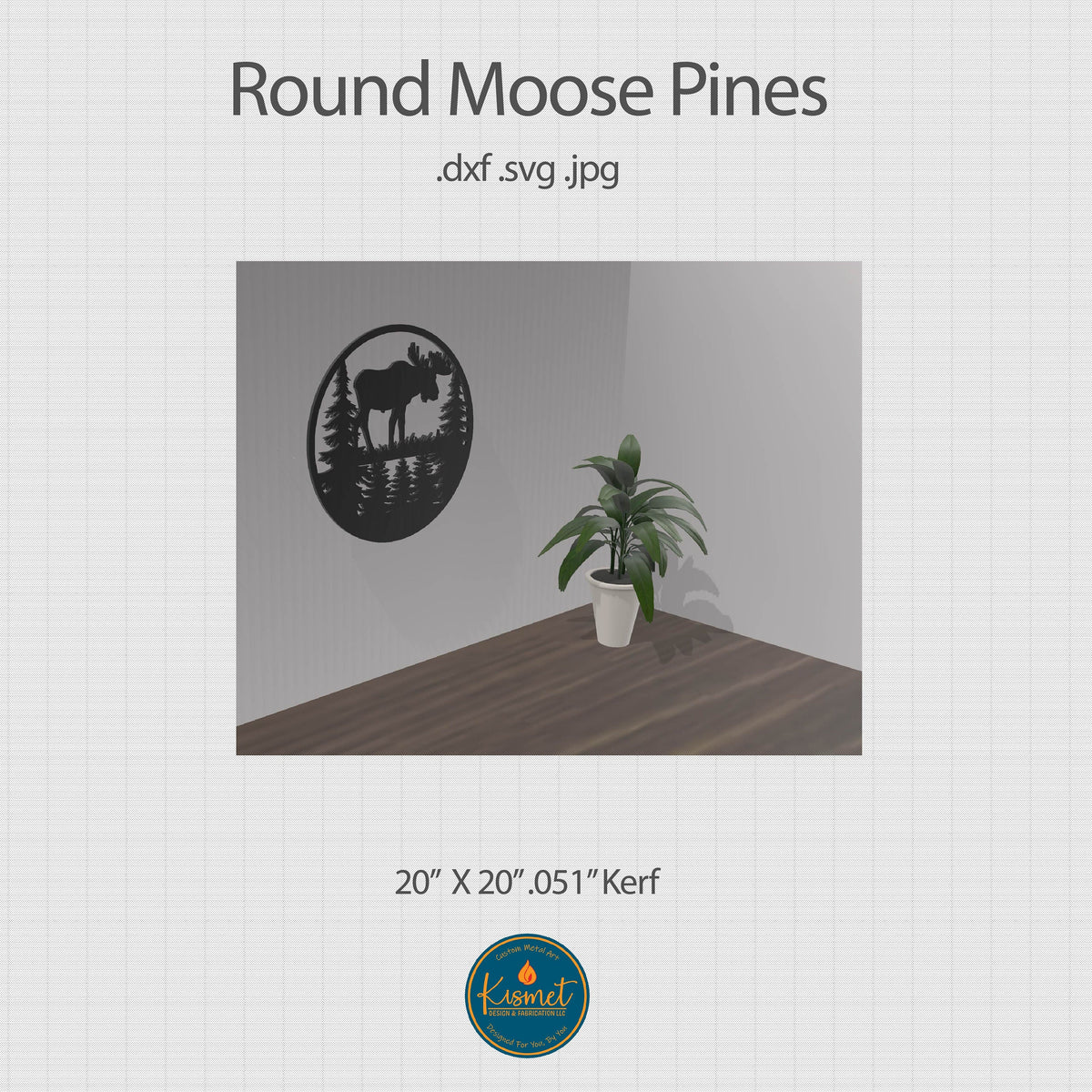 Round Moose Pines Sign DXF/SVG design preview with file details (photo 3)