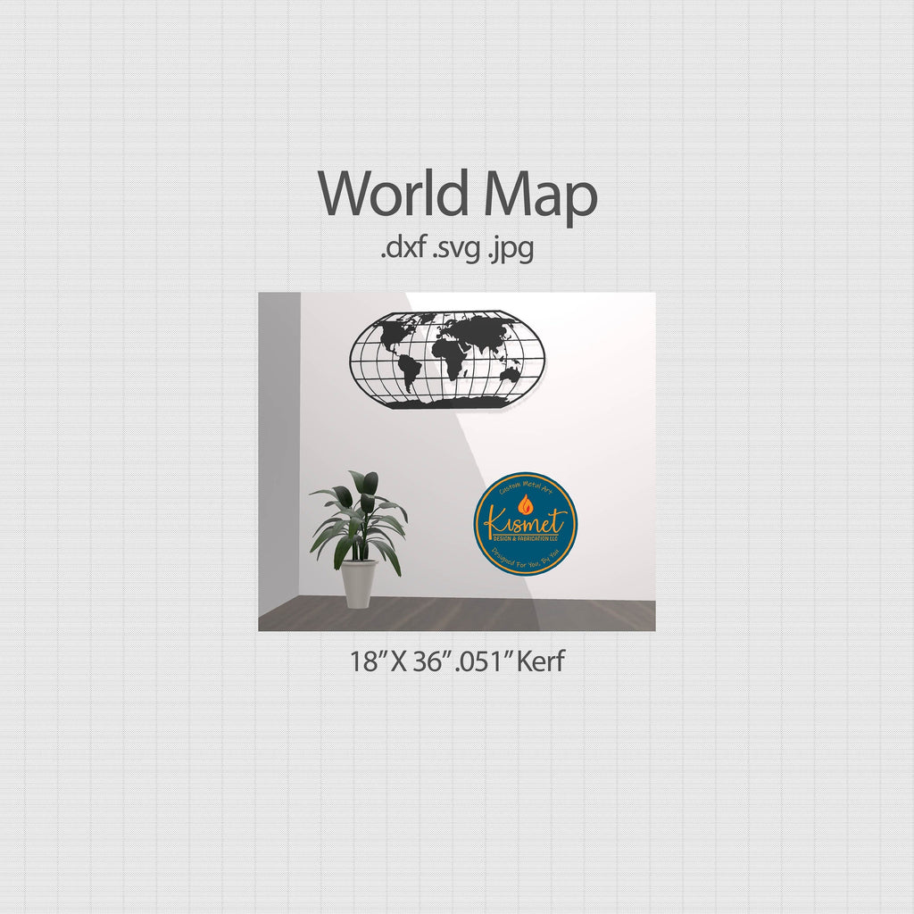 World Map Globe Wall Art DXF/SVG design preview with file details (photo 3)