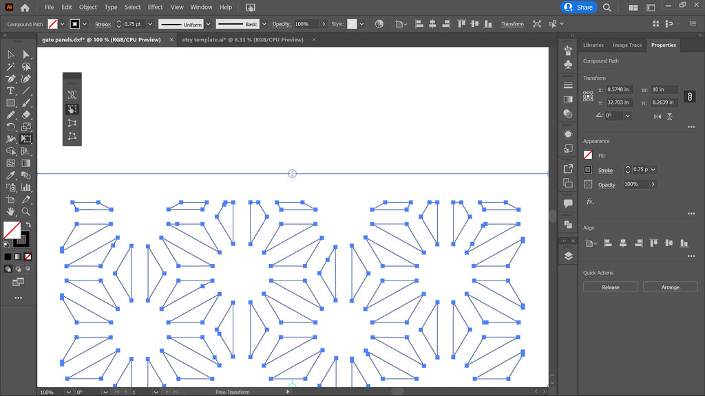 Geometric Deco Railing Panel vector paths in design software (photo 7)