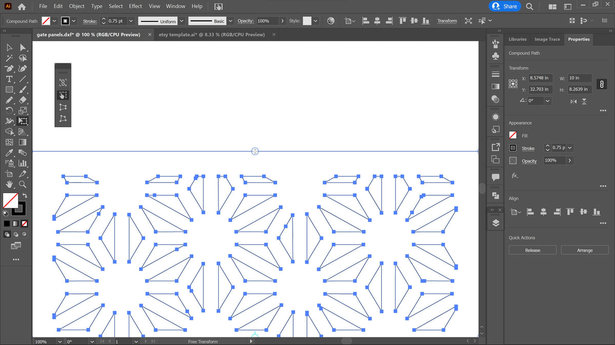 Geometric Deco Railing Panel vector paths in design software (photo 7)