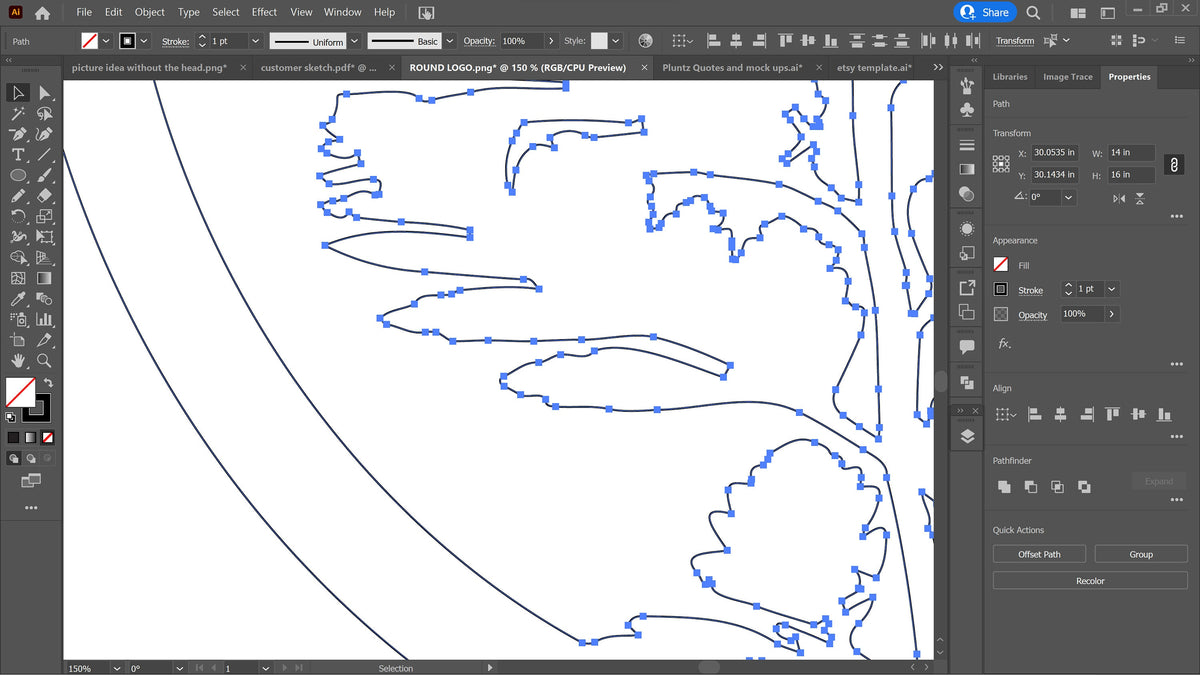 Fern Monogram Sign vector paths in design software (photo 4)