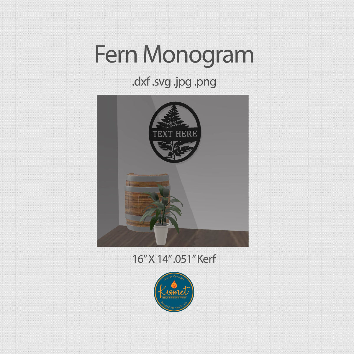 Fern Monogram Sign DXF/SVG design preview with file details (photo 3)