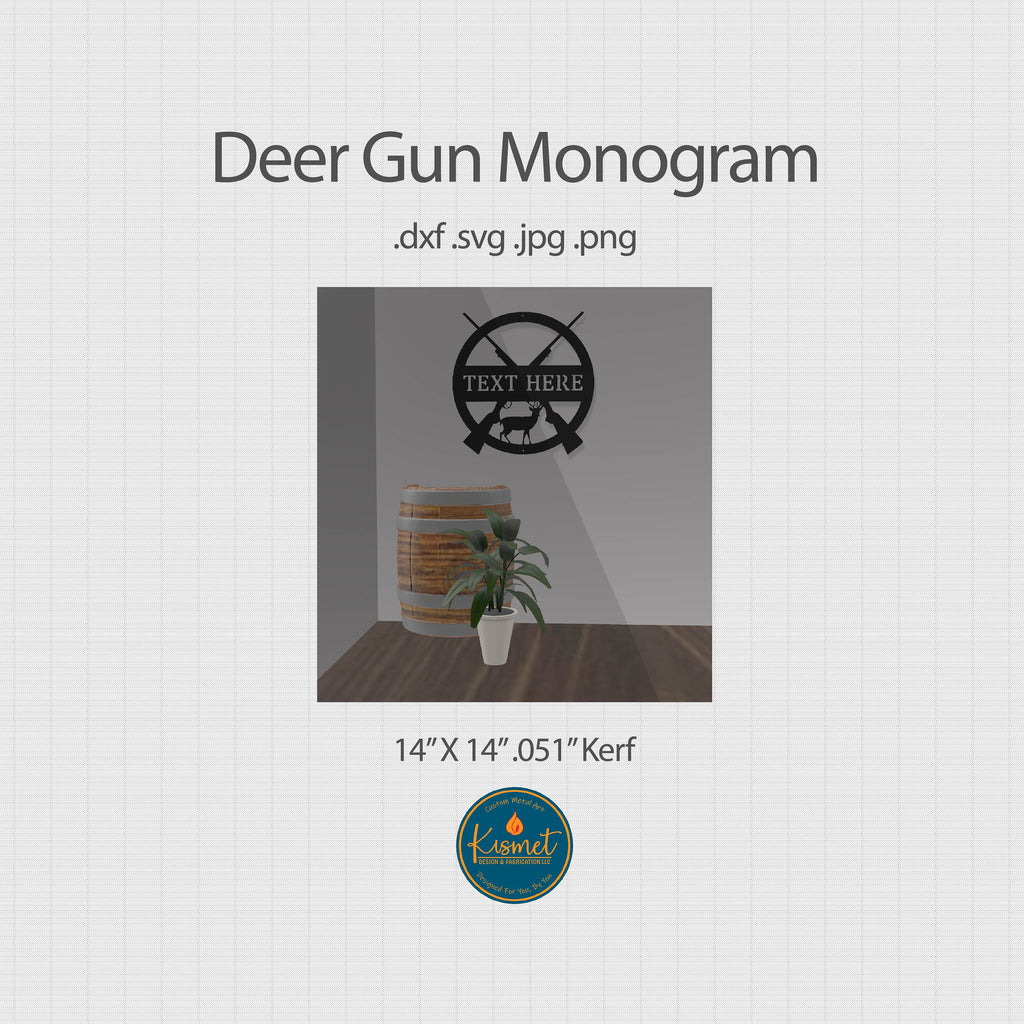 Deer Hunting Crossed Rifles Name Sign DXF/SVG design preview with file details (photo 3)