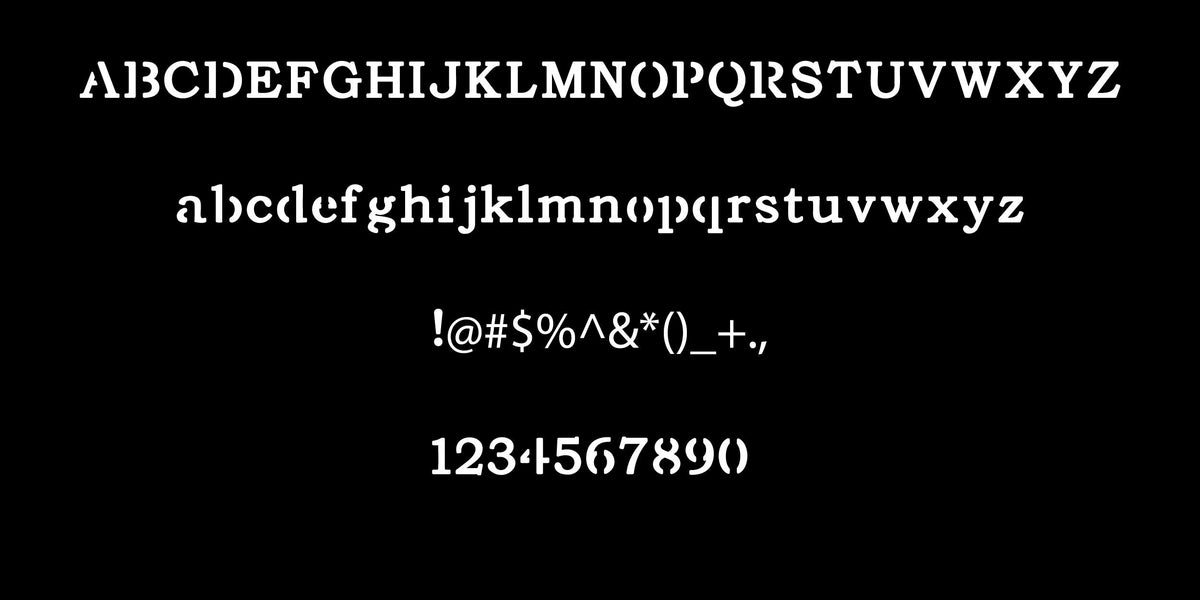 Serif Bridged Stencil Font artwork preview (photo 9)