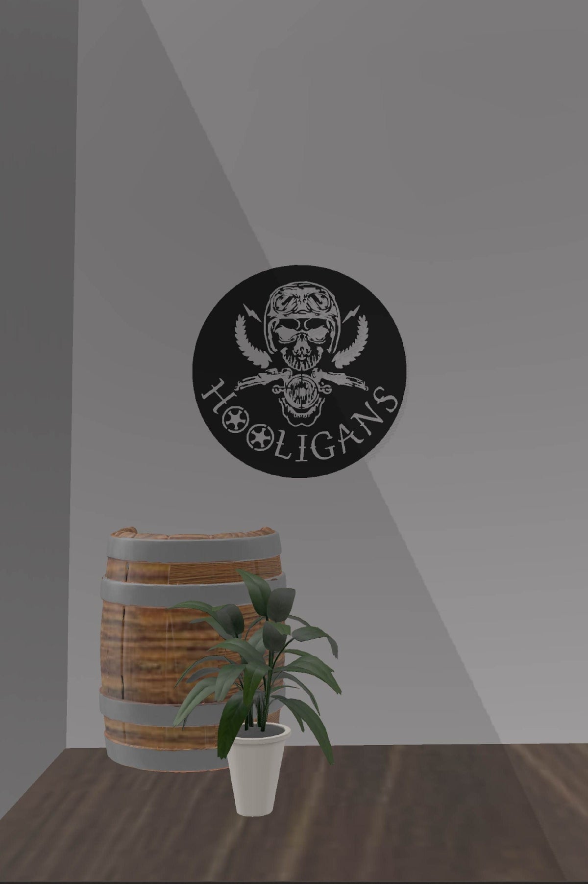 Motorcycle Skull Monogram Sign wall display mockup
