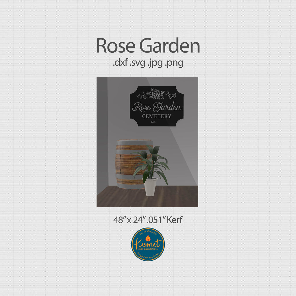 Rose Garden Cemetery Sign DXF/SVG design preview with file details (photo 3)