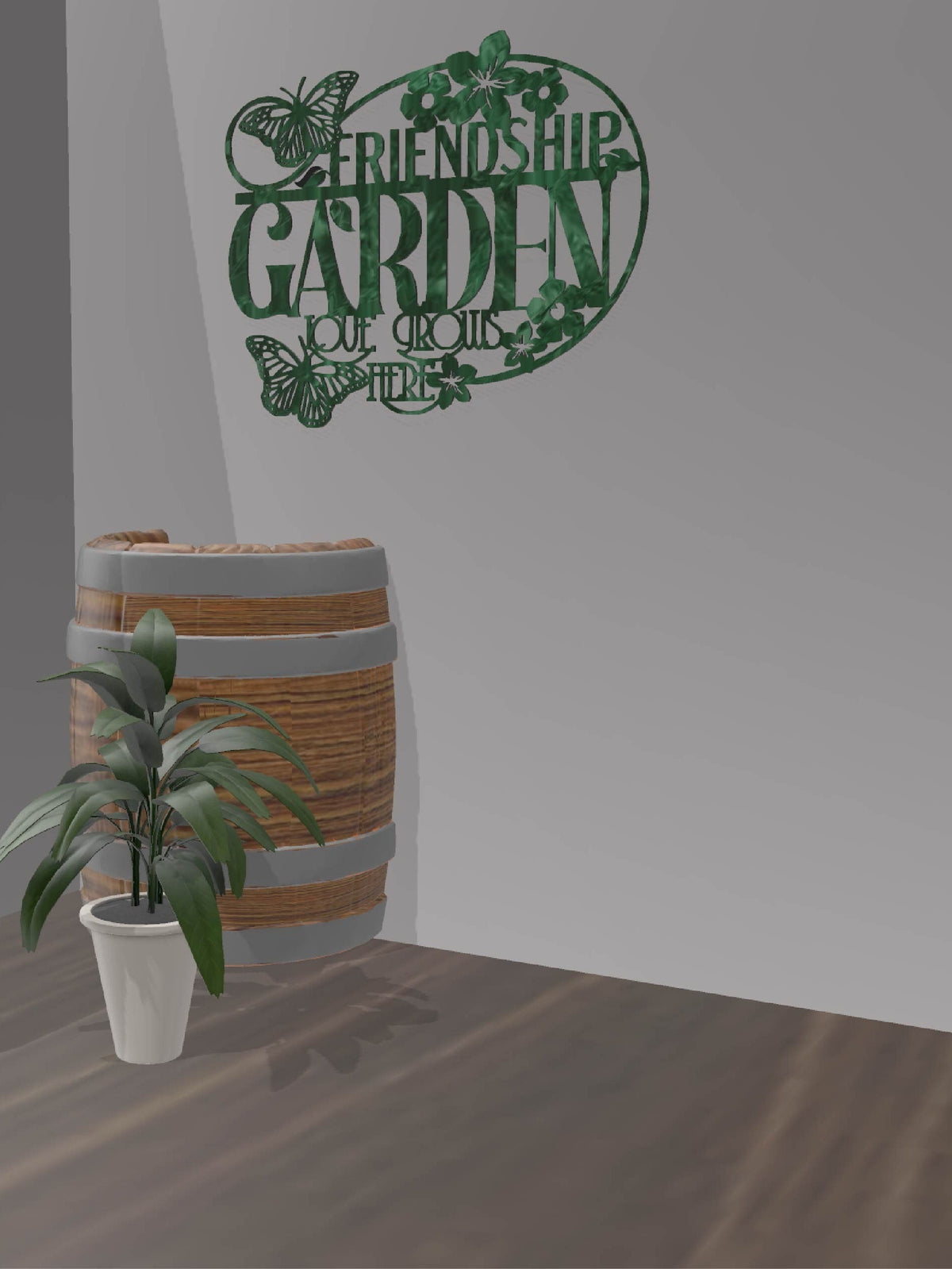 Love Grows Here Garden Sign wall display mockup (photo 6)
