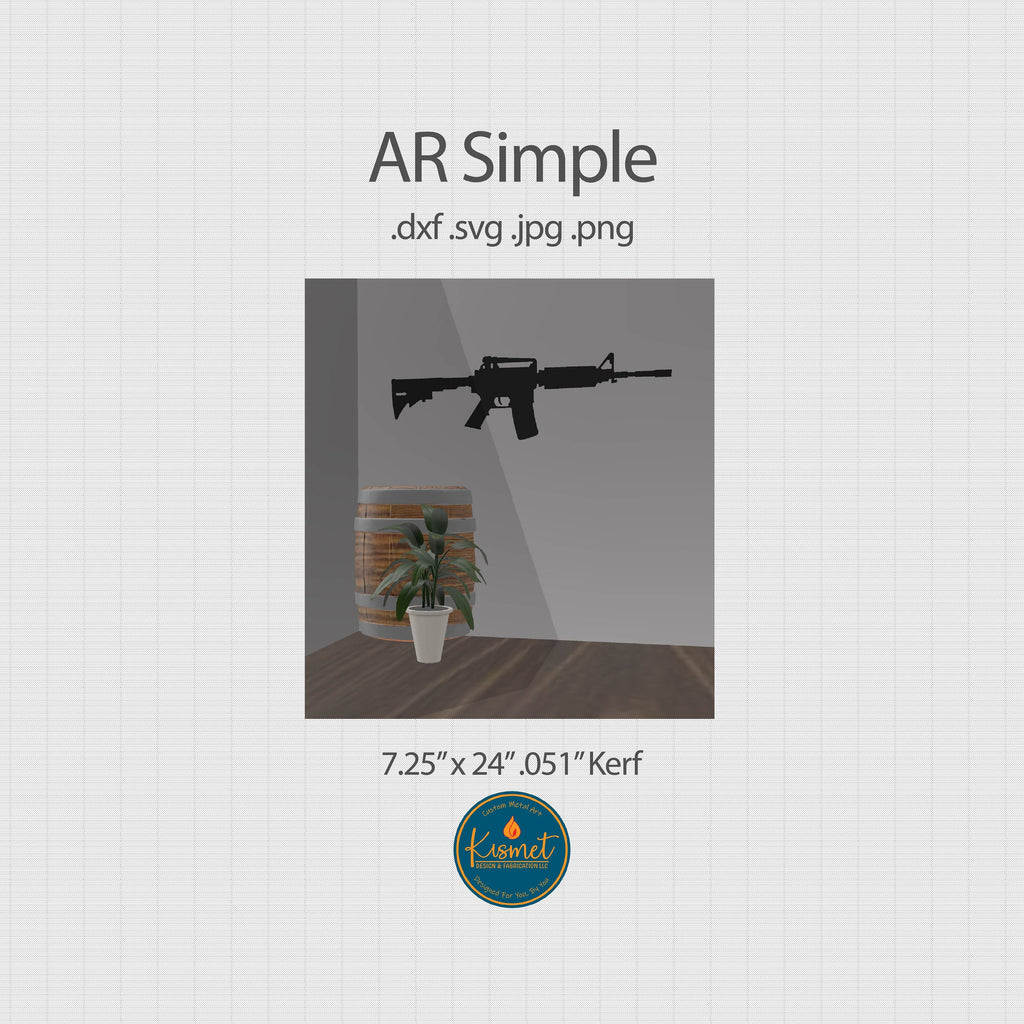 Simple AR Rifle Silhouette DXF/SVG design preview with file details (photo 2)