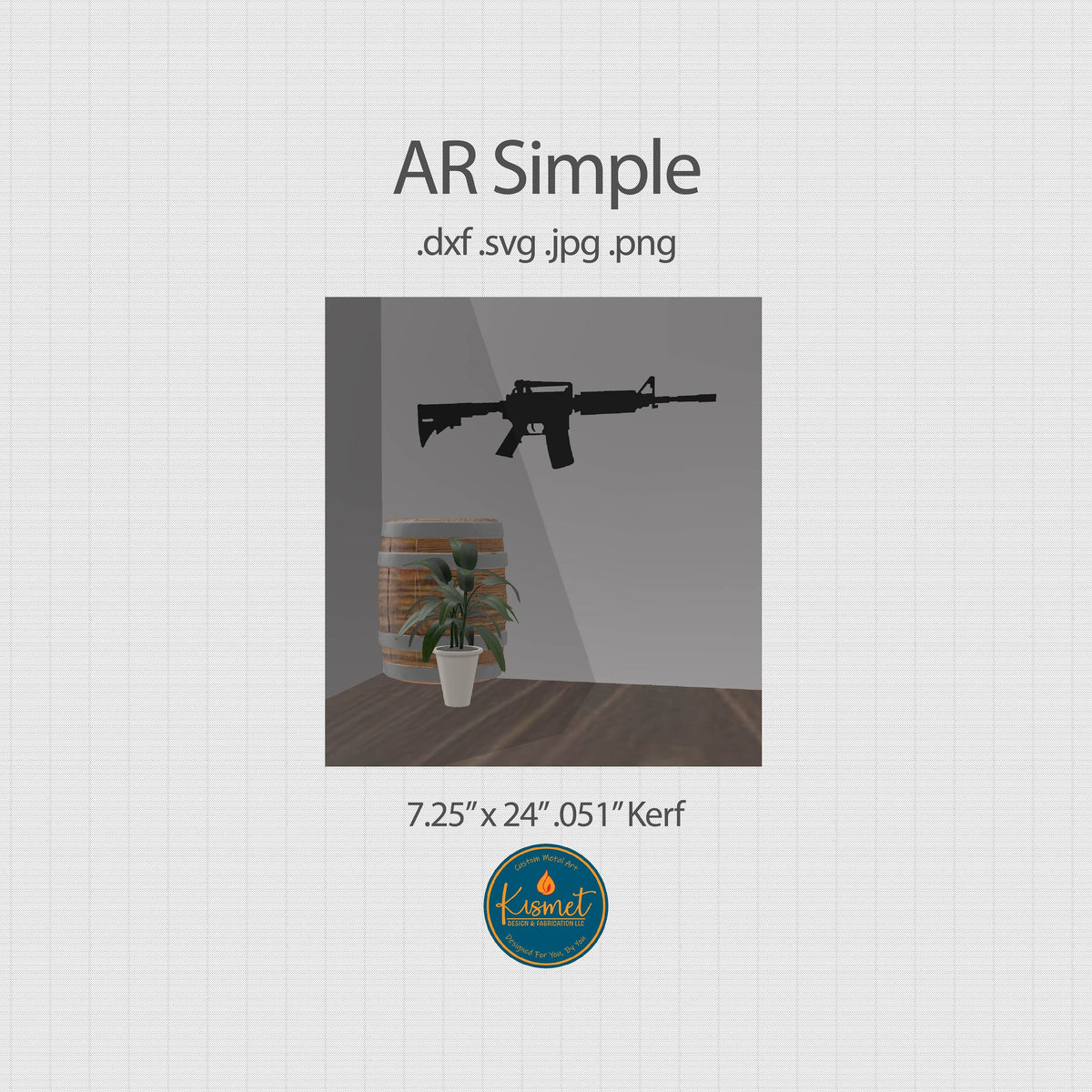Simple AR Rifle Silhouette DXF/SVG design preview with file details (photo 2)