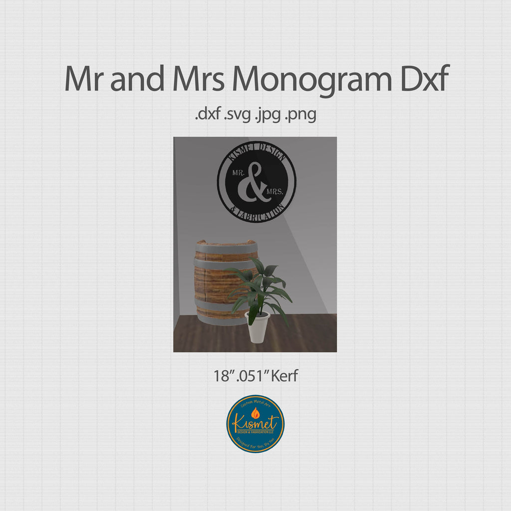 Round Mr and Mrs Wedding Monogram DXF/SVG design preview with file details (photo 5)