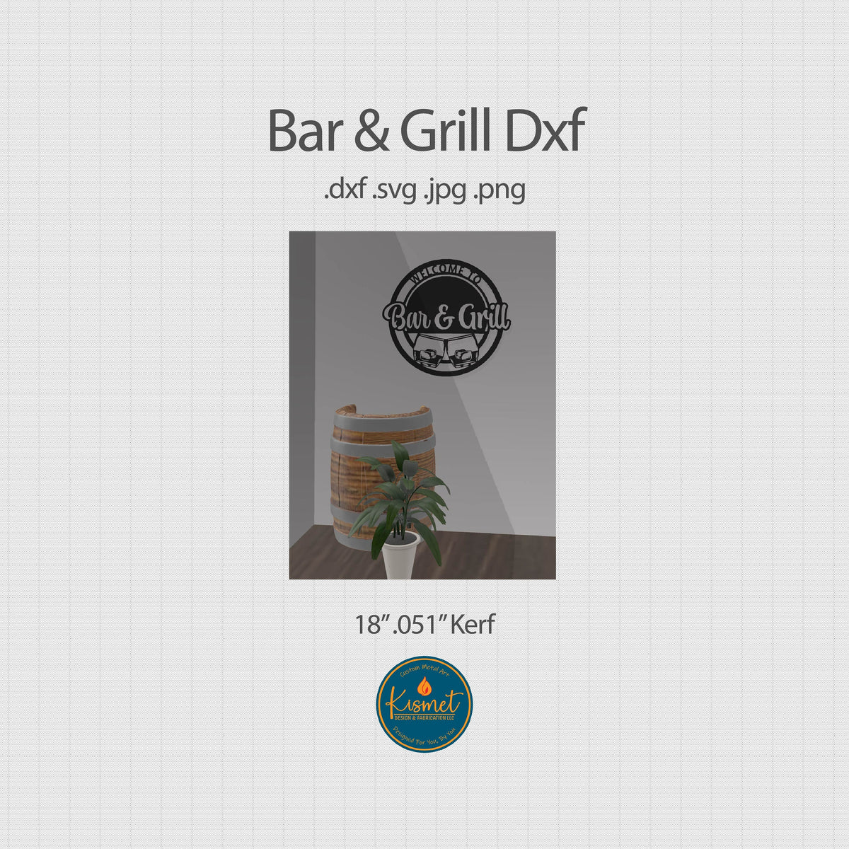 Welcome Bar & Grill Round Sign DXF/SVG design preview with file details (photo 3)