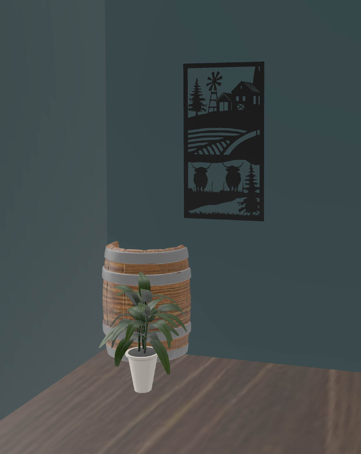Highland Cow Panel wall display mockup (photo 9)