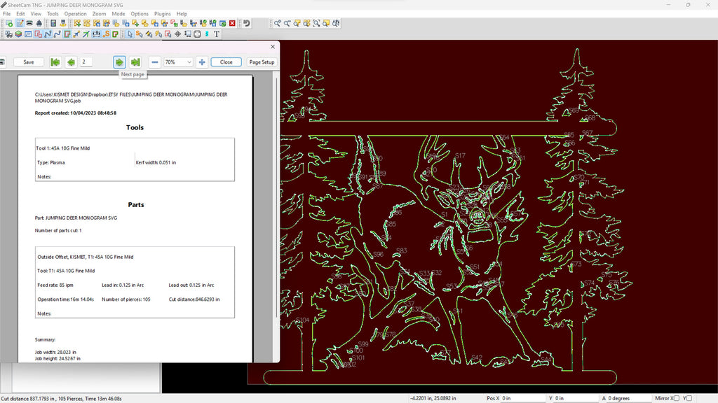 Jumping Buck Pine Forest Sign vector paths in design software (photo 6)