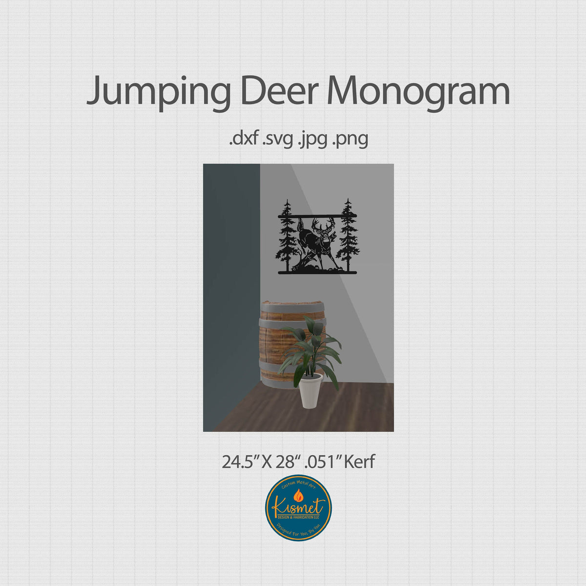 Jumping Buck Pine Forest Sign DXF/SVG design preview with file details (photo 3)