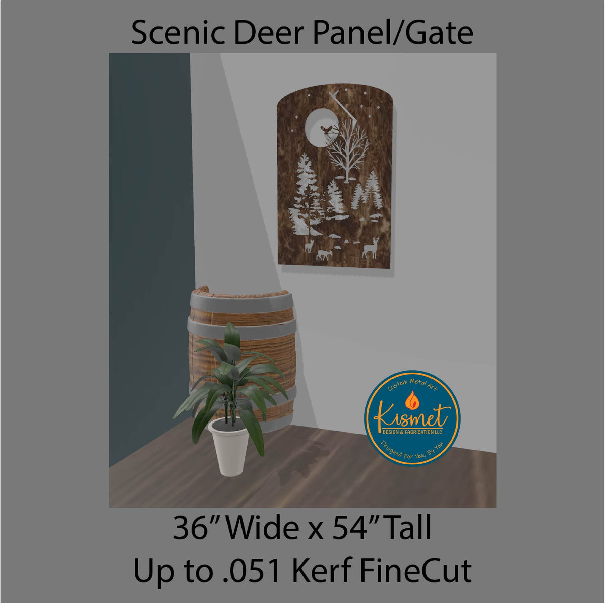 Scenic Deer Gate Panel DXF/SVG design preview with file details (photo 4)