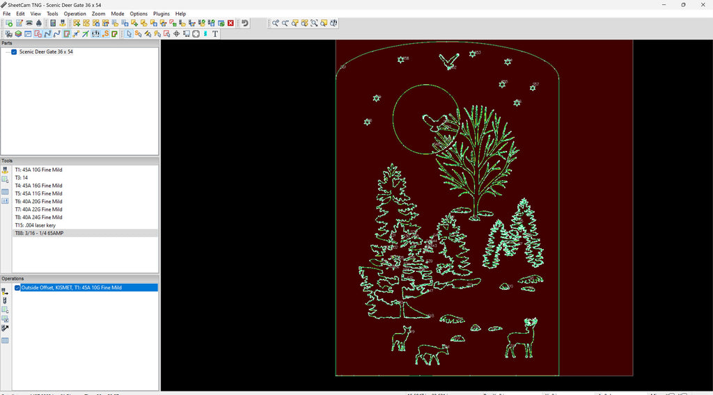 Scenic Deer Gate Panel vector paths in design software (photo 8)