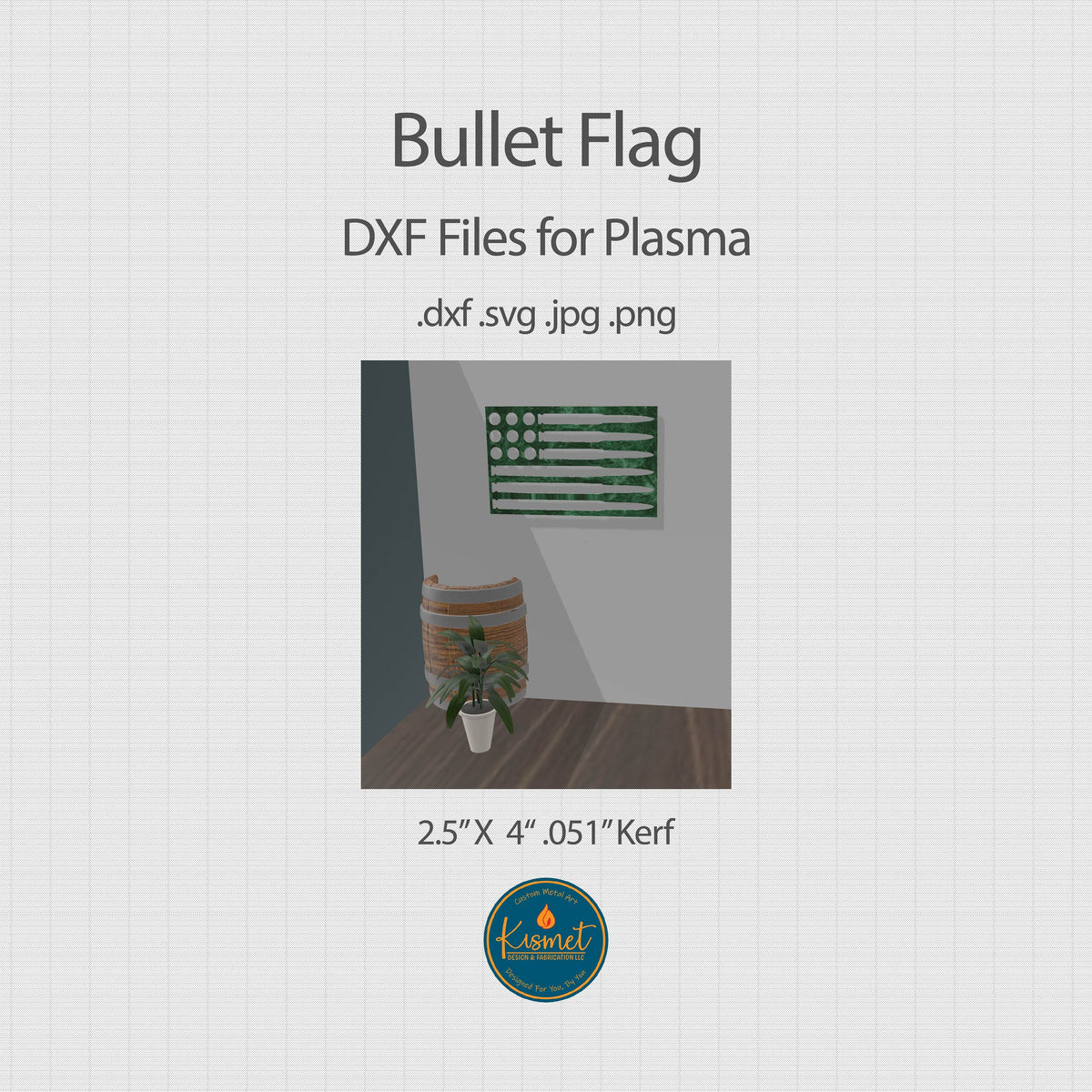 Bullet American Flag Sign DXF/SVG design preview with file details (photo 2)