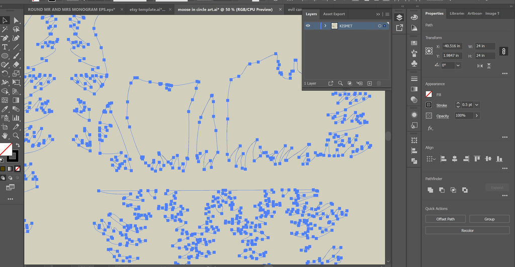 Round Moose Pines Sign vector paths in design software (photo 7)