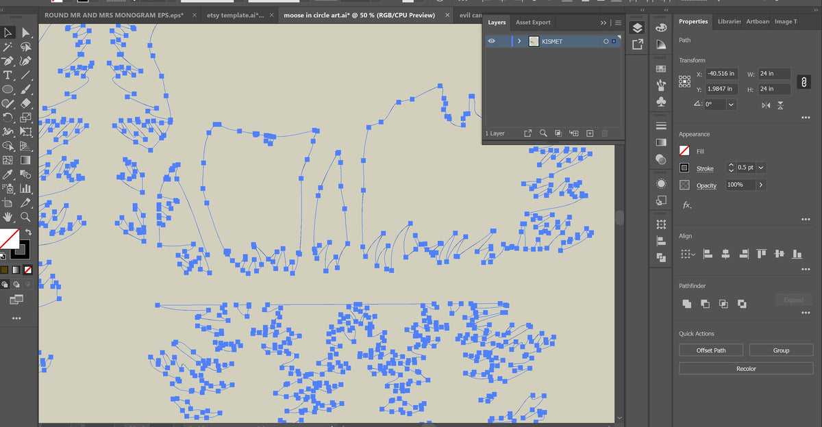Round Moose Pines Sign vector paths in design software (photo 7)