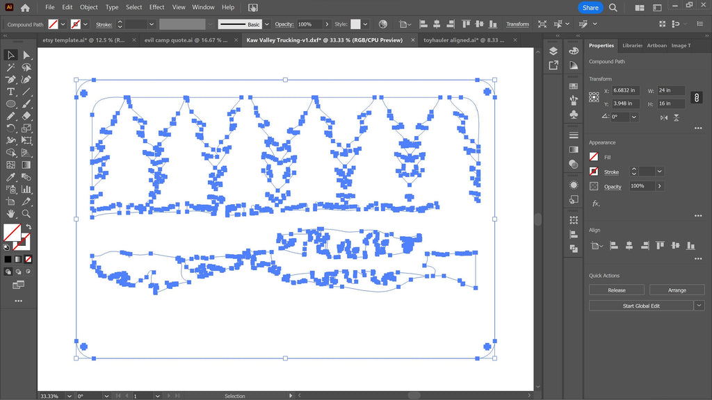 Scenic Canoe Pine Lake Sign vector paths in design software