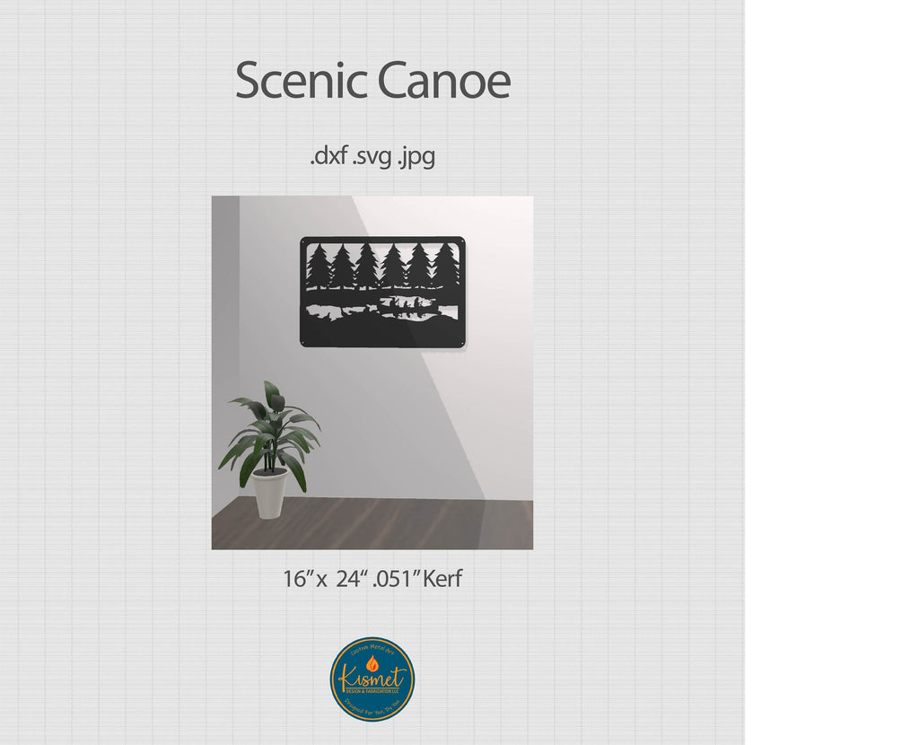Scenic Canoe Pine Lake Sign DXF/SVG design preview with file details (photo 2)