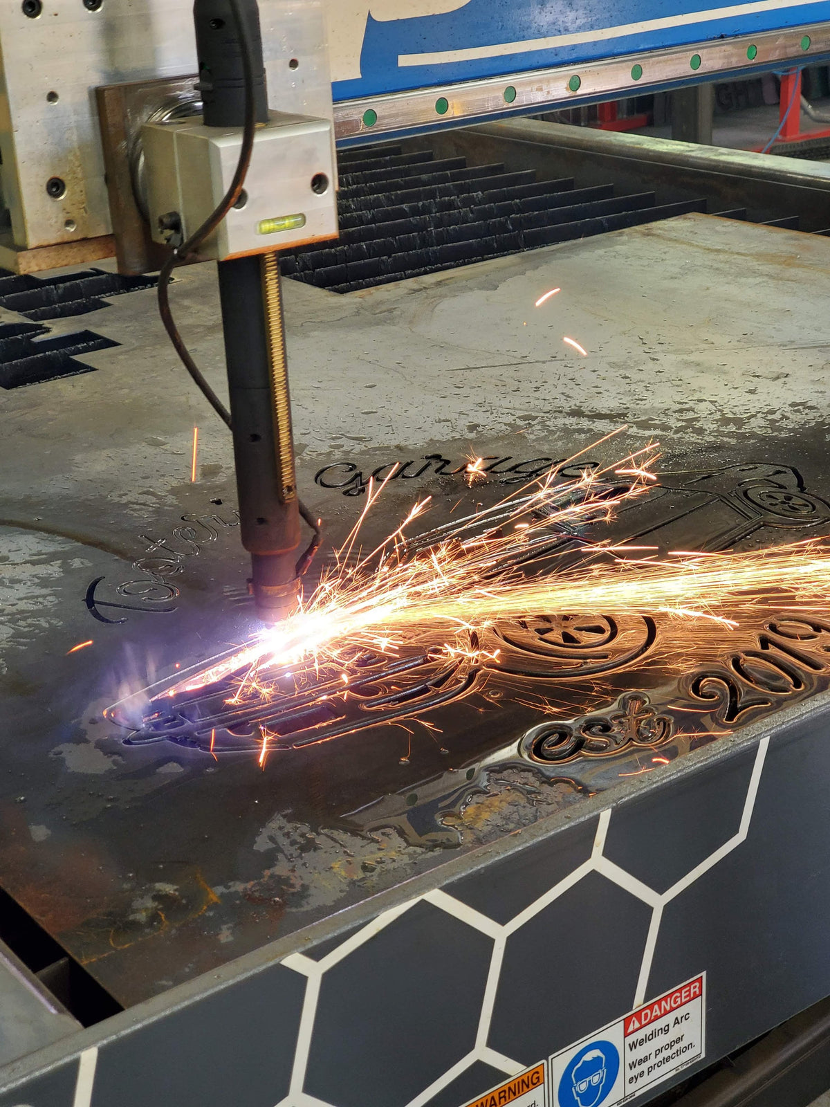 CNC plasma cutting the 1969 Camaro SS Oval Sign design
