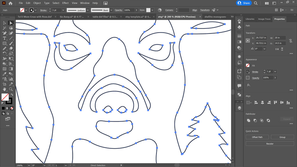 Personalized Deer Antler Sign vector paths in design software (photo 4)