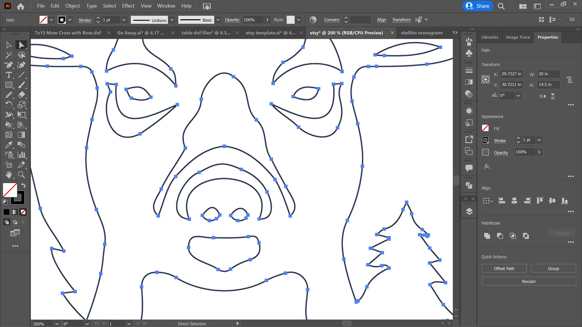 Personalized Deer Antler Sign vector paths in design software (photo 4)