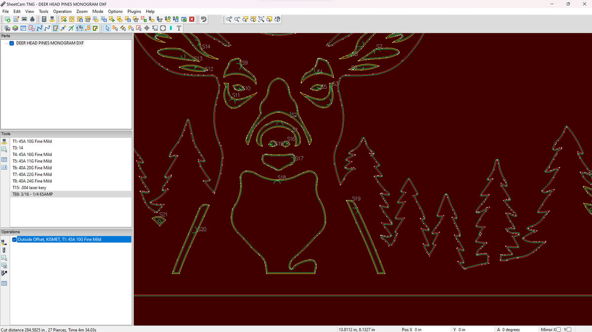 Personalized Deer Antler Sign vector paths in design software (photo 6)