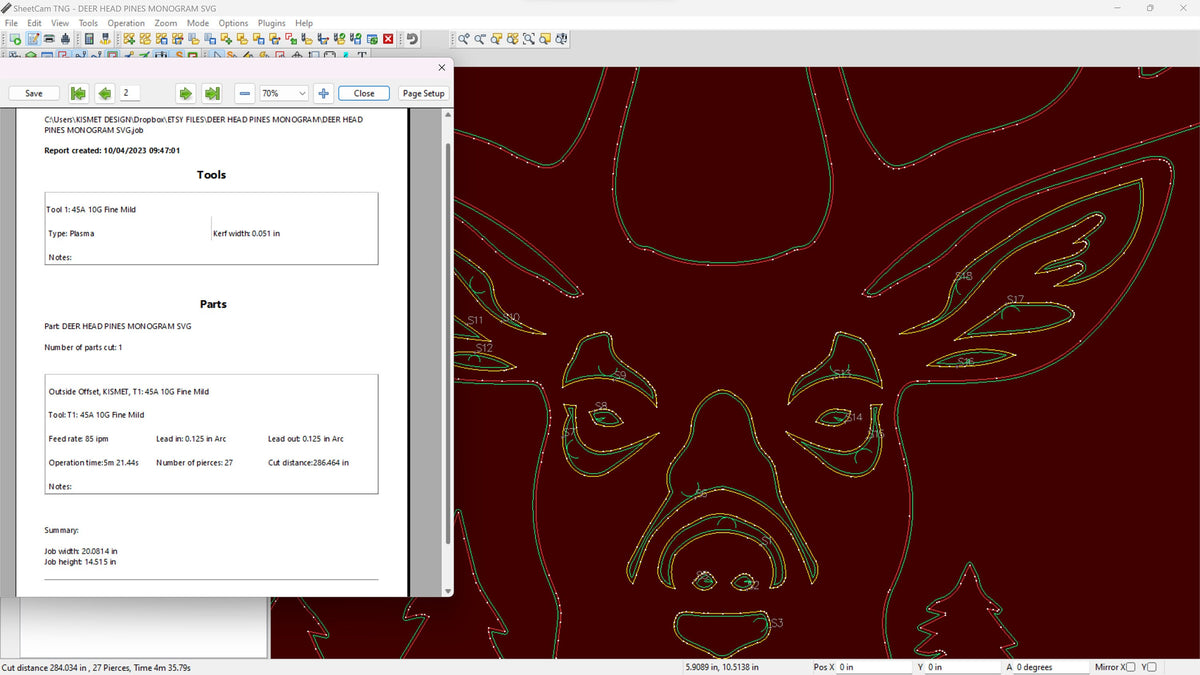 Personalized Deer Antler Sign vector paths in design software (photo 7)