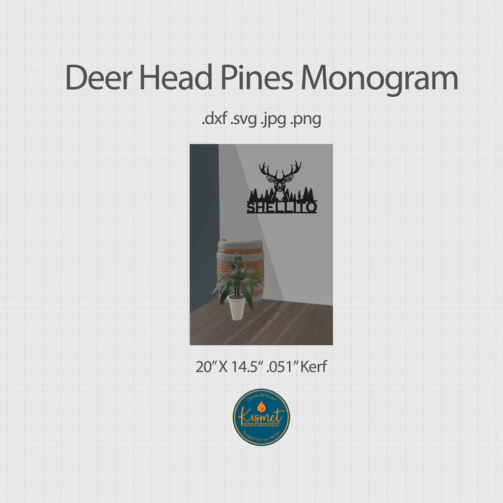 Personalized Deer Antler Sign DXF/SVG design preview with file details (photo 3)