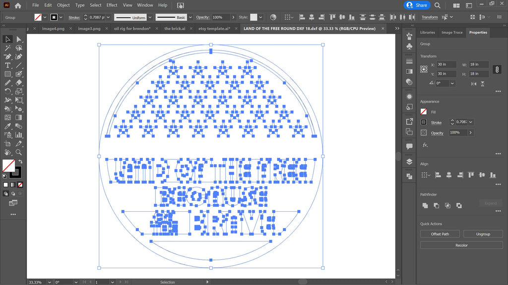 American Flag Sign vector paths in design software (photo 4)