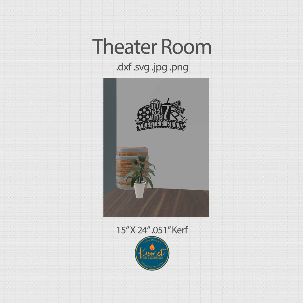 Theater Room Sign, THEATER Spelling DXF/SVG design preview with file details (photo 2)