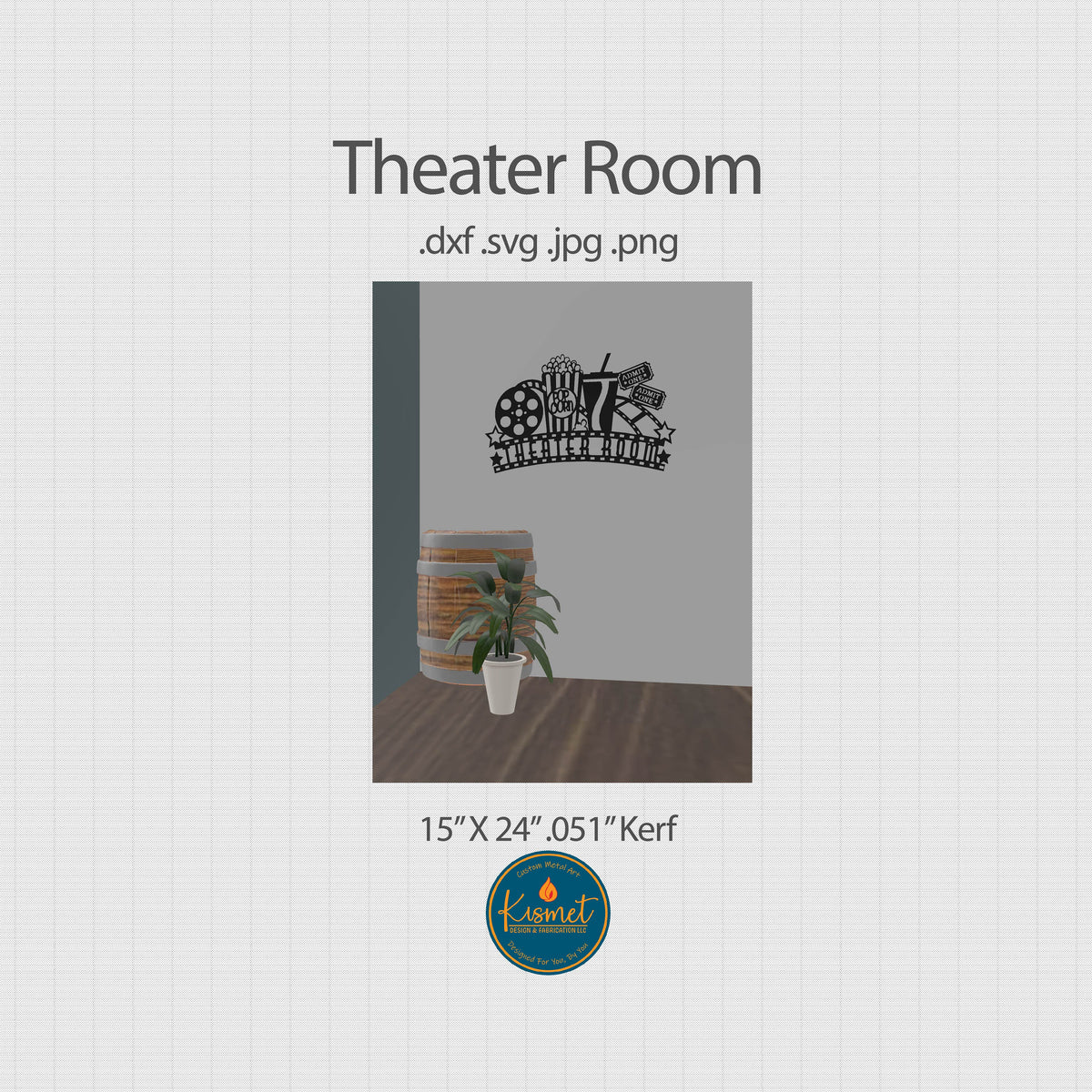 Theater Room Sign, THEATER Spelling DXF/SVG design preview with file details (photo 2)