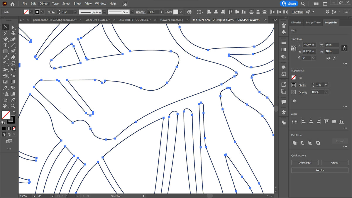 Sailfish Marlin and Anchor vector paths in design software (photo 5)