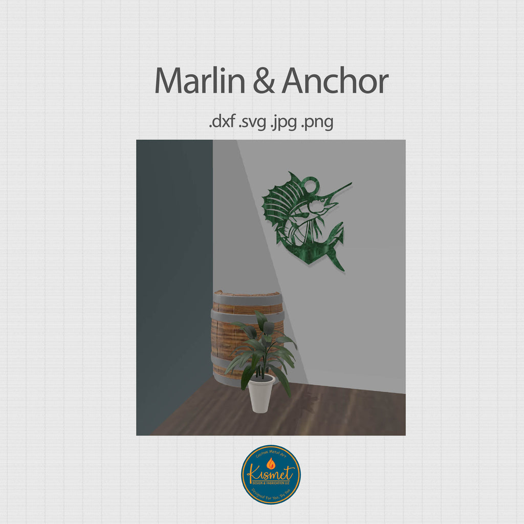 Sailfish Marlin and Anchor DXF/SVG design preview with file details (photo 7)