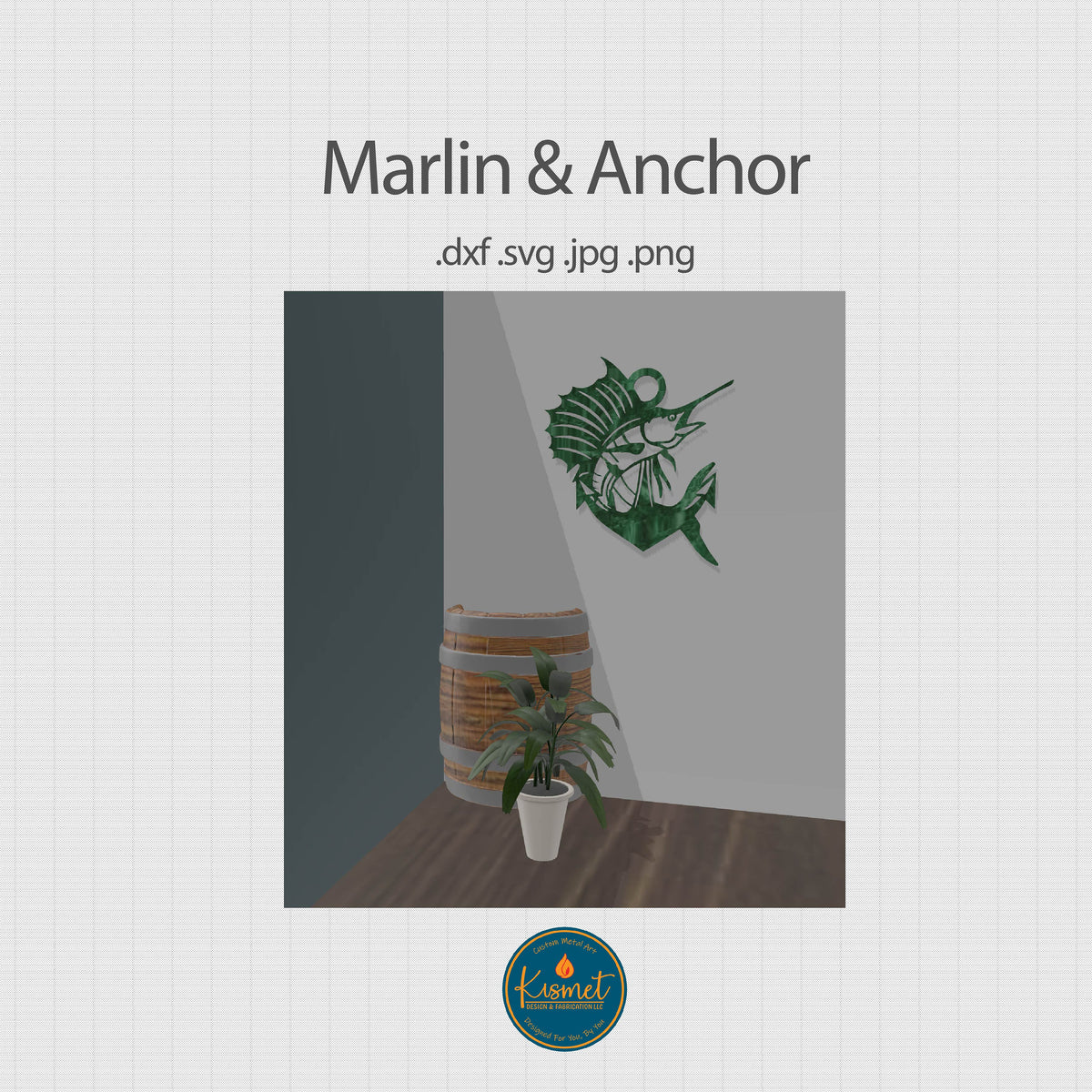 Sailfish Marlin and Anchor DXF/SVG design preview with file details (photo 7)