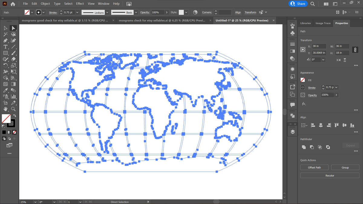 World Map Globe Wall Art vector paths in design software (photo 5)