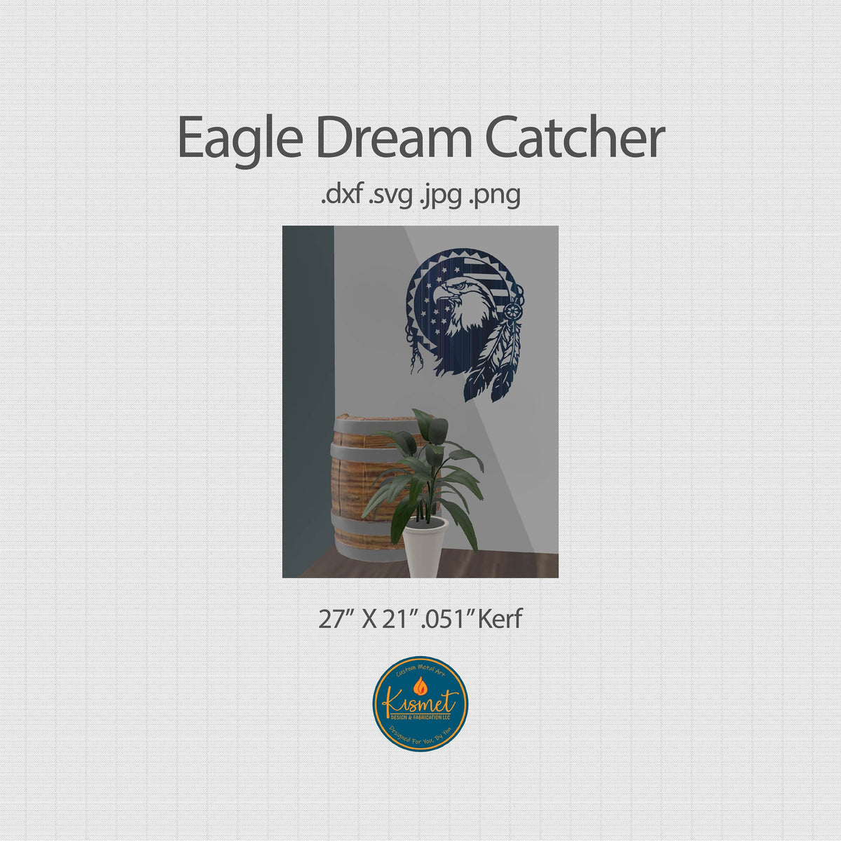Eagle Dreamcatcher DXF/SVG design preview with file details (photo 2)