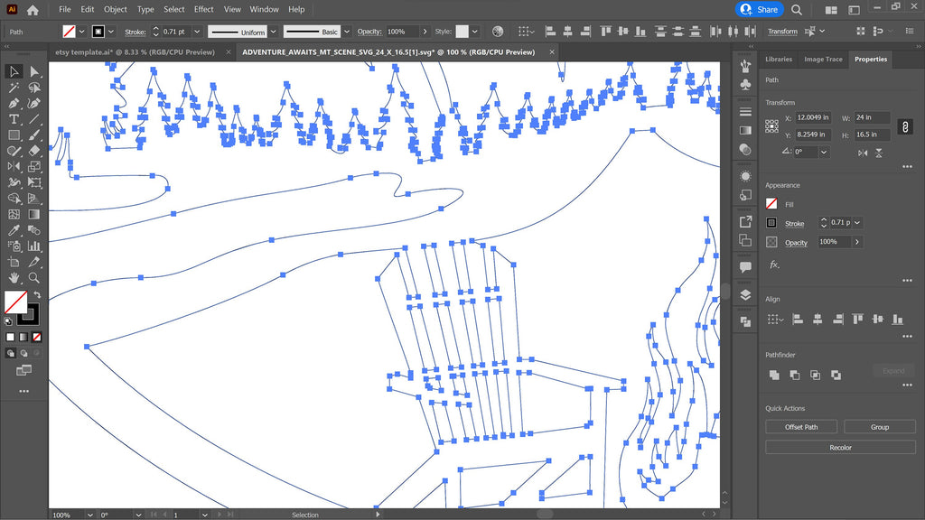 Mountain Campfire Scene Sign vector paths in design software (photo 6)