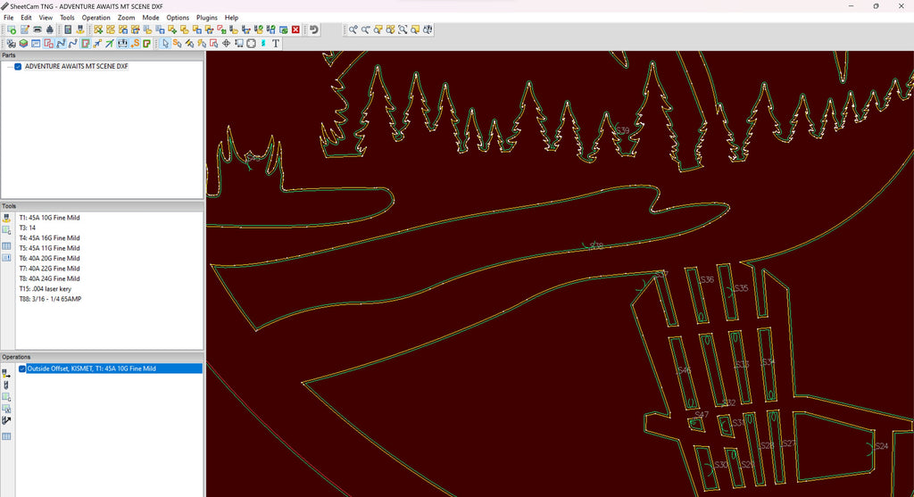 Mountain Campfire Scene Sign vector paths in design software (photo 7)