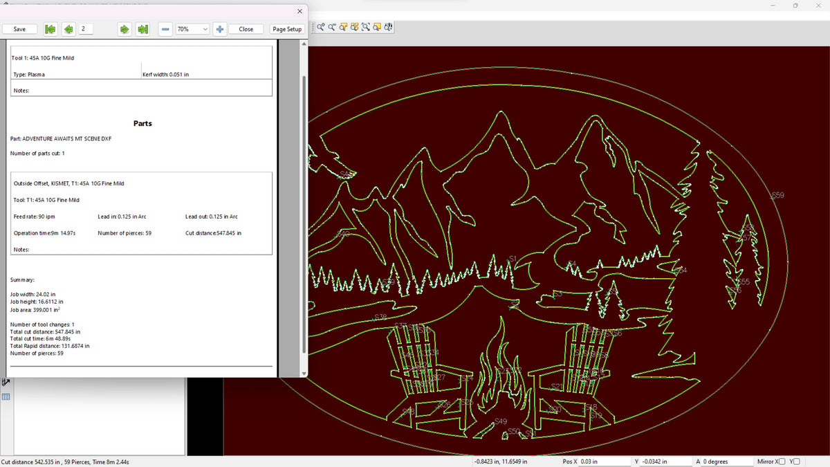 Mountain Campfire Scene Sign vector paths in design software (photo 8)