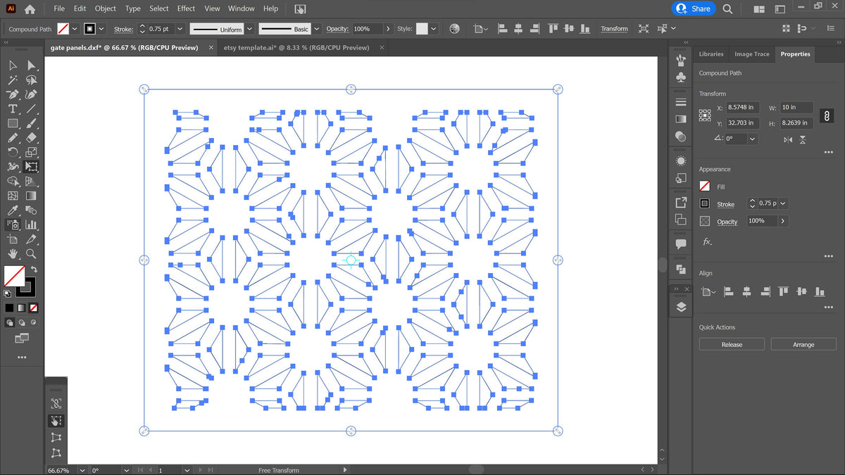 Geometric Deco Railing Panel vector paths in design software (photo 8)