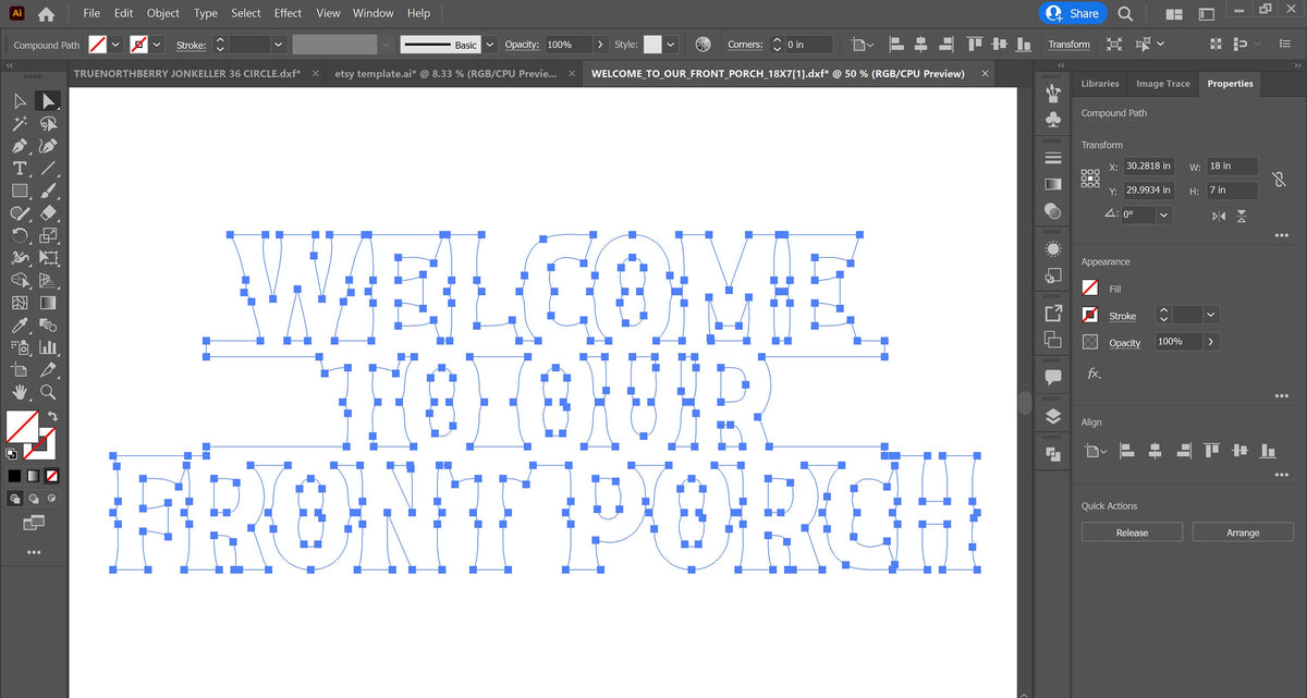 Welcome Porch Sign vector paths in design software