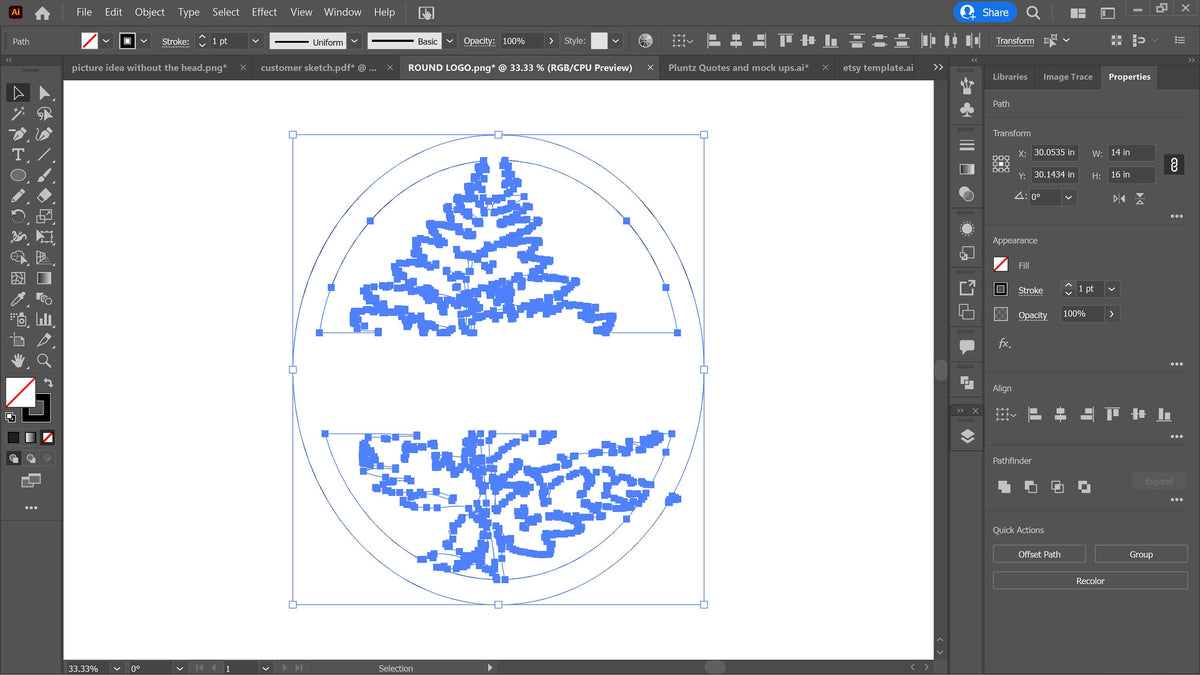 Fern Monogram Sign vector paths in design software (photo 5)