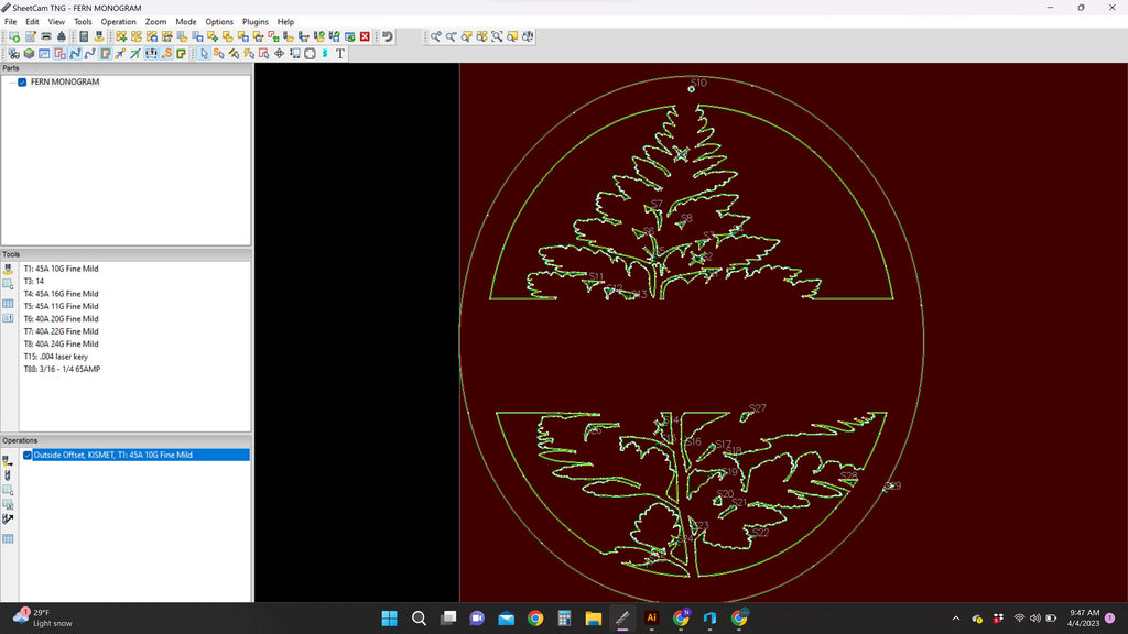 Fern Monogram Sign vector paths in design software (photo 6)