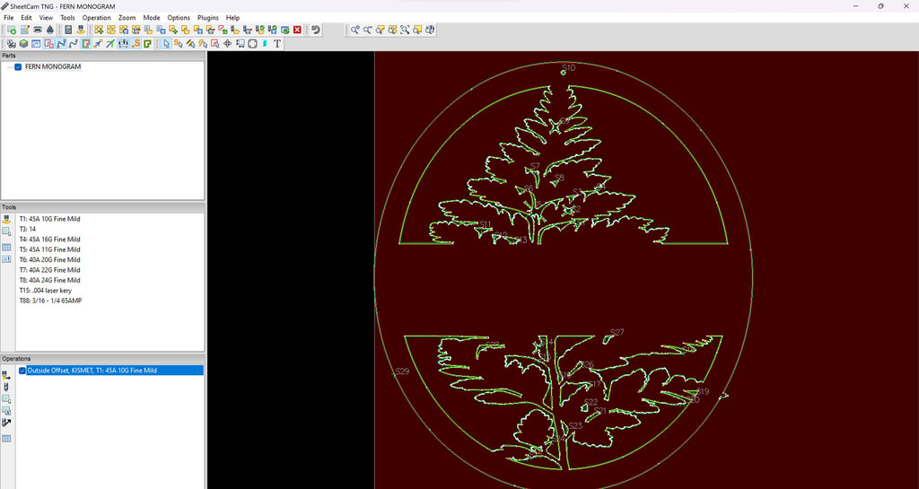 Fern Monogram Sign vector paths in design software