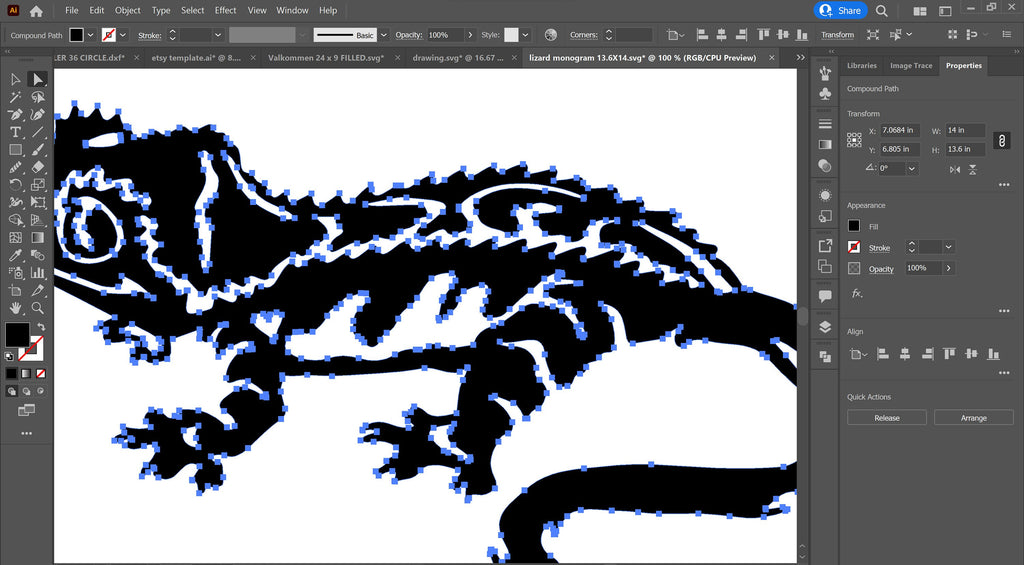 Lizard Custom Name Monogram vector paths in design software (photo 6)